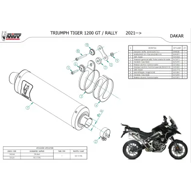 Mivv Triumph Tiger 1200 Terminale Di Scarico Moto Marmitta Dakar Inox Omologato