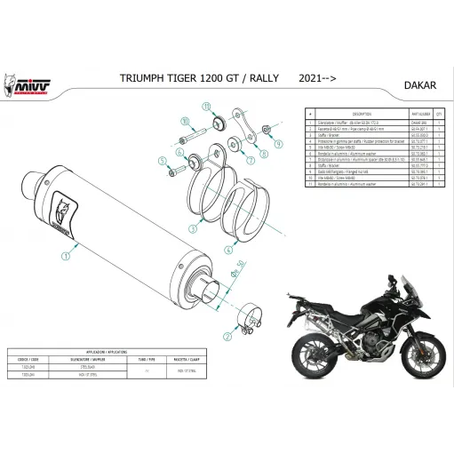 Mivv Triumph Tiger 1200 Terminale Di Scarico Moto Marmitta Dakar Inox Omologato