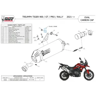 Mivv Triumph Tiger 900 Terminale Di Scarico Moto Marmitta Oval Carbon Cap Omologato