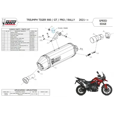 Mivv Triumph Tiger 900 Terminale Di Scarico Moto Marmitta Speed Edge Inox Nero Omologato