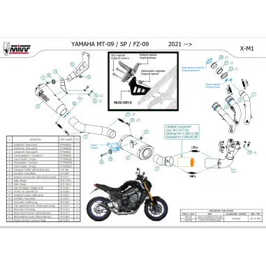 Scarico Completo Mivv Yamaha Mt-09 21 - 2023 Terminale Per Moto X-M1 Inox Nero