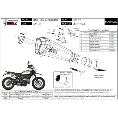 Mivv Ducati Scrambler 800 15 - 2020 Terminale Di Scarico Moto Marmitta Delta Race Inox Nero