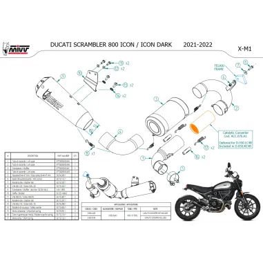 Mivv Ducati Scrambler 800 21 - 2022 Terminale Di Scarico Moto Marmitta X-M1 Inox Nero