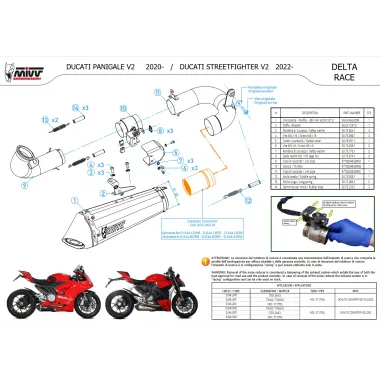 Mivv Ducati Streetfighter V2 Terminale Di Scarico Moto Slip-On Delta Race Inox Nero