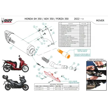 Mivv Honda Forza 350 Terminale Di Scarico Marmitta Mover Inox Nero Scooter