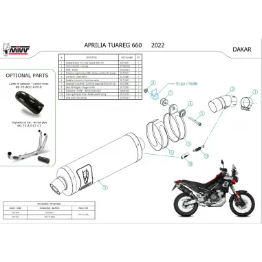 Mivv Aprilia Tuareg 660 Terminale Di Scarico Moto Marmitta Dakar Inox