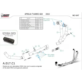 Aprilia Tuareg 660 Collettori Di Scarico Moto Mivv Tubo Elimina Kat Inox Catalizzatore 2
