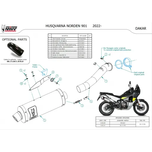 Mivv Husqvarna Norden 901 Terminale Di Scarico Moto Marmitta Dakar Inox Omologato