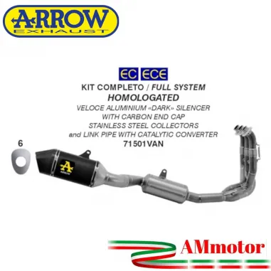 Arrow Triumph Trident 660 Scarico Completo Moto Terminale Veloce Alluminio Nero Omologato