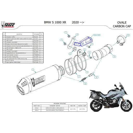 Mivv Bmw S 1000 XR 20 - 2024 Terminale Di Scarico Moto Marmitta Oval Carbon Cap Omologato