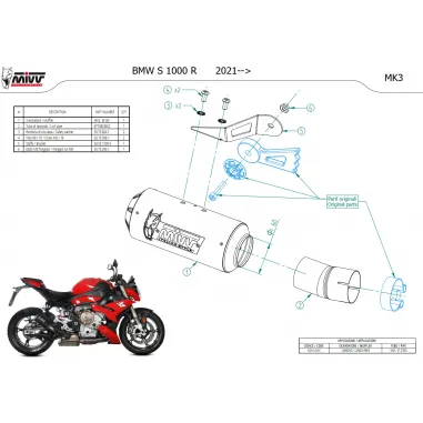 Mivv Bmw S 1000 R 2021 - 2024 Terminale Di Scarico Moto Marmitta Mk3 Carbonio Omologato