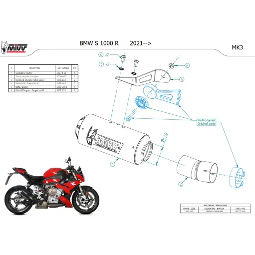 Mivv Bmw S 1000 R 2021 - 2024 Terminale Di Scarico Moto Marmitta Mk3 Carbonio Omologato