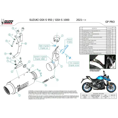 Mivv Suzuki Gsx-S 950 Terminale Di Scarico Moto Marmitta Gp Pro Titanio Omologato