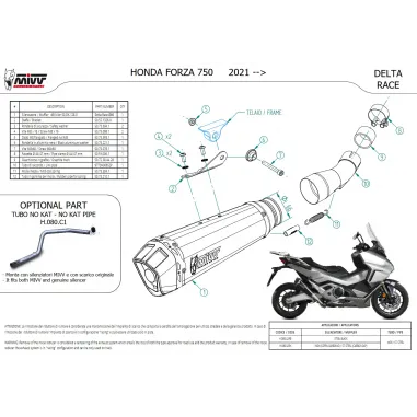 Mivv Honda Forza 750 Terminale Di Scarico Moto Delta Race Inox Nero Omologato