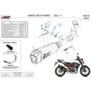 Mivv Honda Hornet 750 CB Terminale Di Scarico Moto Marmitta Delta Race Carbonio Omologato