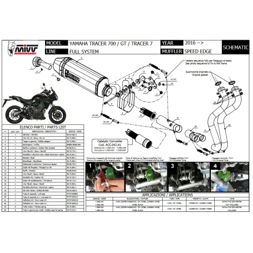 Mivv Yamaha Tracer 700 / GT / 7 Terminale Speed Edge Inox Scarico Completo Moto