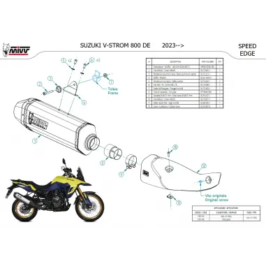 Mivv Suzuki V-Strom 800 DE Terminale Di Scarico Moto Marmitta Speed Edge Inox Omologato