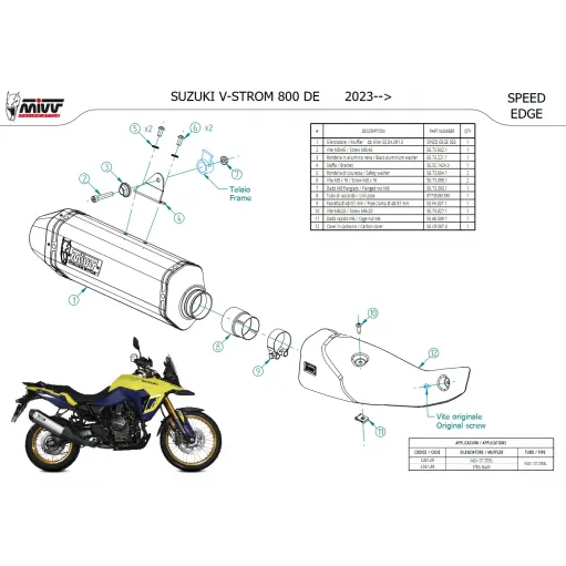 Mivv Suzuki V-Strom 800 DE Terminale Di Scarico Moto Marmitta Speed Edge Inox Omologato