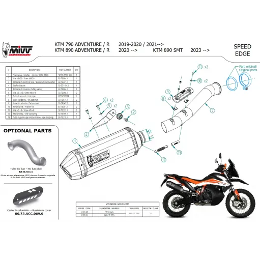 Mivv Ktm 890 SMT Terminale Di Scarico Moto Marmitta Speed Edge Inox Omologato