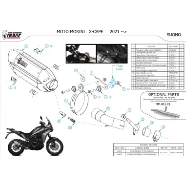 Mivv Moto Morini X-Cape 650 Terminale Di Scarico Marmitta Suono Inox Nero Omologato
