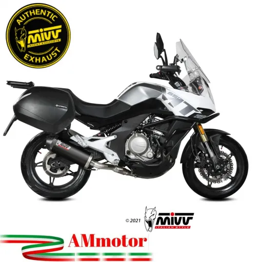 Mivv CF Moto 650MT Terminale Di Scarico Marmitta Ovale Inox Nero Fondello Carbonio