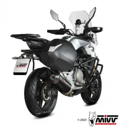 Mivv CF Moto 650MT Terminale Di Scarico Marmitta Ovale Inox Nero Fondello Carbonio 2