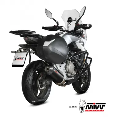 Mivv CF Moto 650MT Terminale Di Scarico Marmitta Ovale Inox Nero Fondello Carbonio