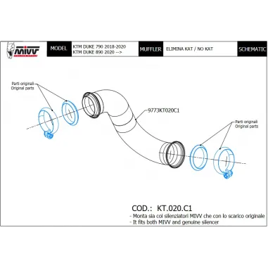 Ktm 890 SMT 2023 Mivv Tubo Elimina Kat Catalizzatore Moto Collettore Scarico