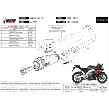 Mivv Aprilia RS 125 17 - 2020 Terminale Di Scarico Moto Marmitta Delta Race Inox