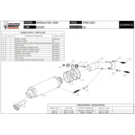 Mivv Aprilia Rsv 1000 98 - 2003 Terminale Di Scarico Per Moto Marmitta GP Inox Nero 2