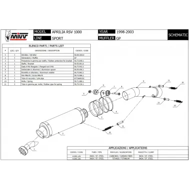 Mivv Aprilia Rsv 1000 98 - 2003 Terminale Di Scarico Per Moto Marmitta GP Inox Nero