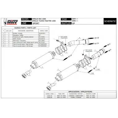 Mivv Aprilia Rsv 1000 04 - 2008 Terminali Di Scarico Per Moto Marmitte GP Inox Nero