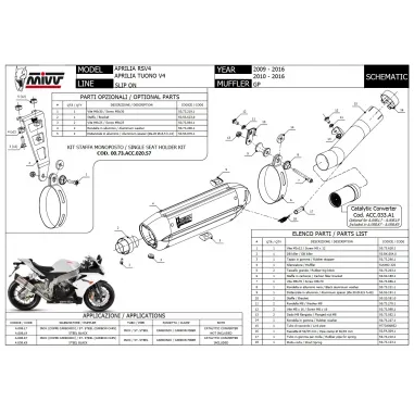 Mivv Aprilia Rsv4 09 - 2016 Terminale Di Scarico Per Moto Marmitta Suono Inox Nero
