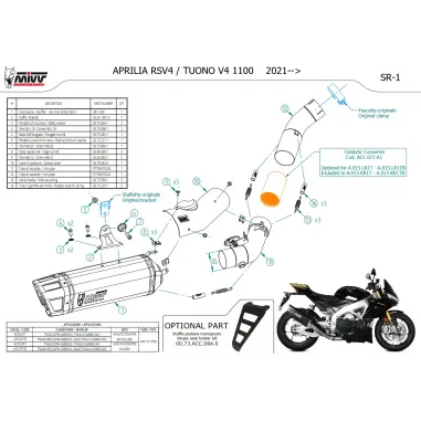 Mivv Aprilia Rsv4 21 - 2023 Terminale Di Scarico Per Moto Marmitta SR-1 Titanio Nero