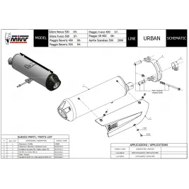 Mivv Aprilia Scarabeo 500 06 - 2007 Terminale Di Scarico Per Scooter Marmitta Urban Inox 2