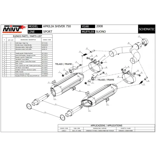 Mivv Aprilia Shiver 750 Terminali Di Scarico Per Moto Marmitte Suono Inox