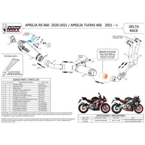 Scarico Completo Mivv Aprilia RS 660 Terminale Moto Delta Race Carbonio