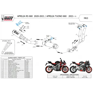 Scarico Completo Mivv Aprilia RS 660 Terminale Moto MK3 Carbonio Racing