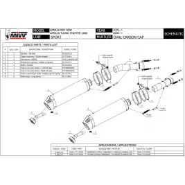 Mivv Aprilia Tuono Fighter 1000 06 - 2010 Terminali Di Scarico Per Moto Marmitte Oval Carbon Cap 2