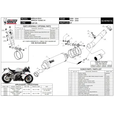 Mivv Aprilia Tuono V4 10 - 2016 Terminale Di Scarico Per Moto Marmitta GP Carbonio