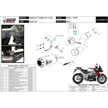 Mivv Aprilia Tuono V4 1100 18 - 2020 Terminale Di Scarico Moto Marmitta MK3 Inox Nero