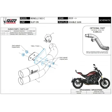 Mivv Benelli 502C Terminale Di Scarico Per Moto Marmitta Double Gun Inox Nero