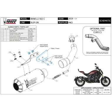 Mivv Benelli 502C Terminale Di Scarico Per Moto Marmitta Mk3 Carbonio