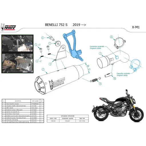 Mivv Benelli 752 S Terminale Di Scarico Per Moto Marmitta X-M1 Inox Nero