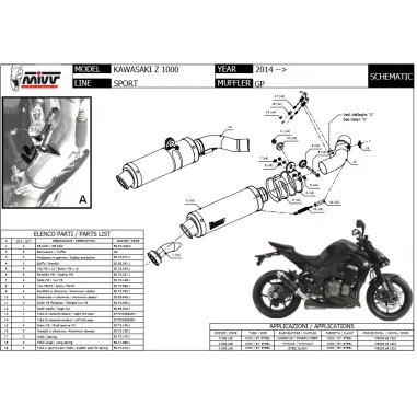 Mivv Gp Black Z 1000 2014 2020 Kawasaki Scarico Terminali Moto