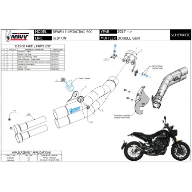 Mivv Benelli Leoncino 500 Terminale Di Scarico Per Moto Marmitta Double Gun Inox Nero