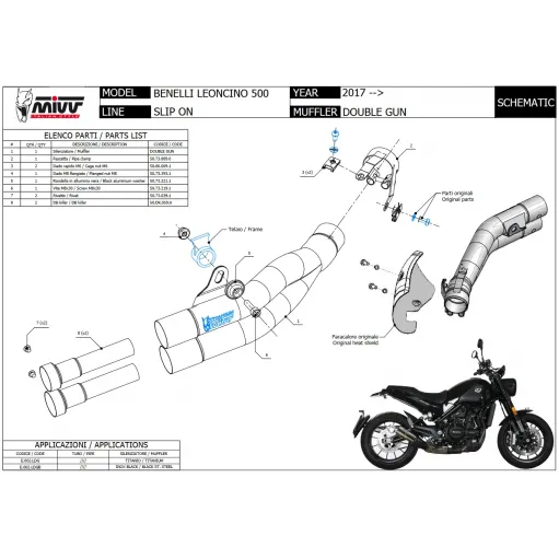 Mivv Benelli Leoncino 500 Terminale Di Scarico Per Moto Marmitta Double Gun Inox Nero