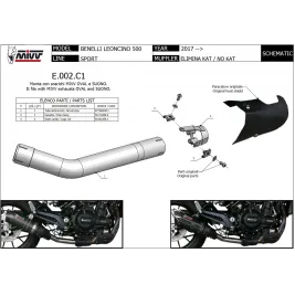 Benelli Leoncino 500 Mivv Tubo Elimina Kat Catalizzatore Moto Collettore Scarico 2