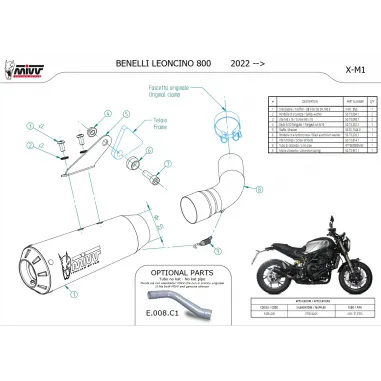 Mivv Benelli Leoncino 800 Terminale Di Scarico Per Moto Marmitta X-M1 Inox Nero