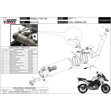 Mivv Benelli Trk 502 Terminale Di Scarico Per Moto Marmitta Oval Carbon Cap